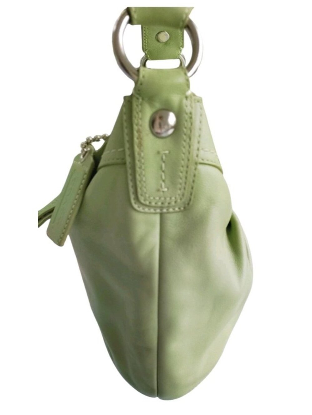 Vintage Y2K Coach Soho Pleated Leather Shoulder Bag Lime Green F13731 Hobo Purse - Picture 6 of 16